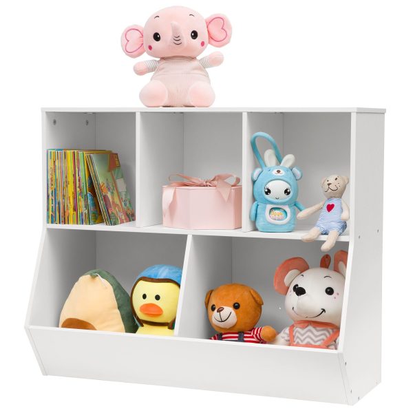 White Children's Multifunctional Storage Bookshelf, Footboard Bookcase with Cubbies and Toy Storage Drawers, Geschikt voor kinderen' Room, Speelkamer, Gang, Kindergarten and School