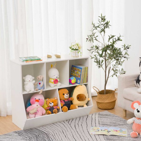 White Children's Multifunctional Storage Bookshelf, Footboard Bookcase with Cubbies and Toy Storage Drawers, Geschikt voor kinderen' Room, Speelkamer, Gang, Kindergarten and School