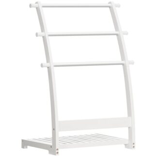 Stehender Handtuchhalter, 3-Tier -Decken -Rack, 15.7" L x 12" W x 29,5" H, Bambus -Deckenhalter, Trocknen und Display -Rack mit Regal, für Schlafzimmer, Wohnzimmer, Badezimmer, Weiß