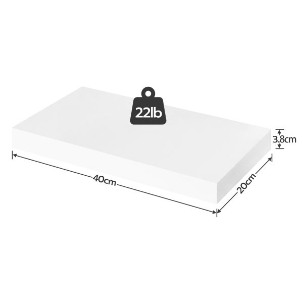 Набор 2 Плавающие настенные полки, Прочные настенные доски с невидимыми кронштейнами, Подходит для ванной комнаты, Спальня, Туалет, Кухня, Офис и гостиная, Белый