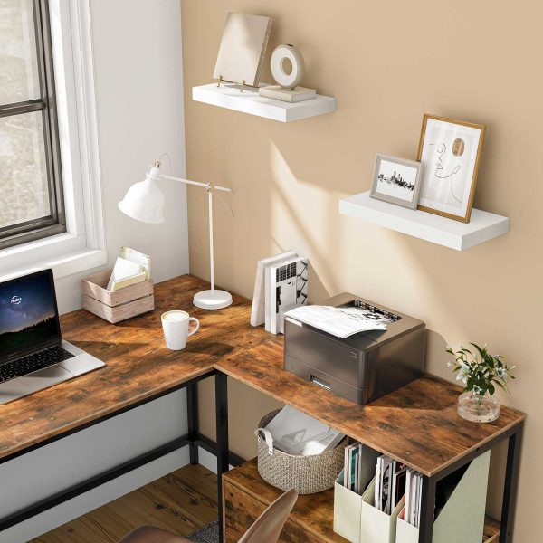 Набор 2 Плавающие настенные полки, Прочные настенные доски с невидимыми кронштейнами, Подходит для ванной комнаты, Спальня, Туалет, Кухня, Офис и гостиная, Белый