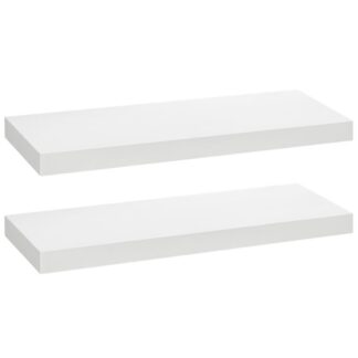 رفوف عائمة, مجموعة رف الجدار من 2, 23.6 الجرف المعلق بوصة مع أقواس غير مرئية, للحمام, غرفة نوم, الحمام, مطبخ, مكتب, ديكور غرفة المعيشة, أبيض