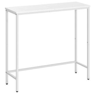 console table, white slim console table for hallway, metal frame, modern compact display table, sofa table for small spaces, entryway, living room, sturdy, metal frame, white