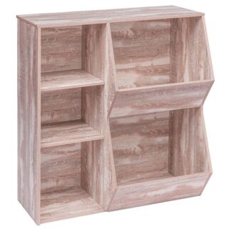 παιδικό ράφι, Βιβλιοθήκη Footboard, Multi-bin Storage Cubby, Κεφάλαιο αποθήκευσης παιχνιδιών, children's toy shelf, suitable for children's room, αίθουσα παιχνιδιού, διάδρομος, δρυός λευκός