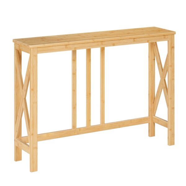 Smalle consoletafel, 39.4 Inch-instaptafel met X-vormige zijframes, Bamboe banktafel voor kleine ruimtes, Moderne halaccenttafel, Geschikt voor woonkamer en hal, Natuurlijke afwerking