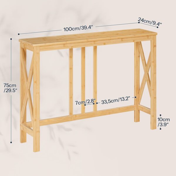 Smalle consoletafel, 39.4 Inch-instaptafel met X-vormige zijframes, Bamboe banktafel voor kleine ruimtes, Moderne halaccenttafel, Geschikt voor woonkamer en hal, Natuurlijke afwerking