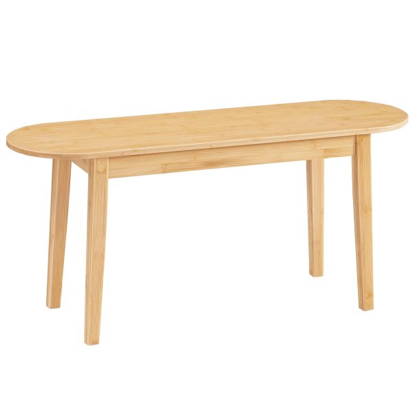 1M Bamboo Dining Bench, Natural Wood Kitchen Bench, Sturdy Wooden Entryway Bench, Suitable for Living Room, Hallway, Bedroom & Bathroom