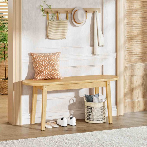 1M Bamboo Dining Bench, Natural Wood Kitchen Bench, Sturdy Wooden Entryway Bench, Suitable for Living Room, Hallway, Bedroom & Bathroom