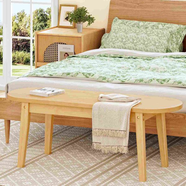 1M Bamboo Dining Bench, Natural Wood Kitchen Bench, Sturdy Wooden Entryway Bench, Suitable for Living Room, Hallway, Bedroom & Bathroom
