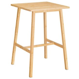 Φυσικό τραπέζι ξύλου soild, Μπαμπού τετράγωνο τραπεζαρία κουζίνας, Μικρό υψηλό τραπέζι pub για μικρό χώρο, με υποπόδιο, Εύκολο στη συναρμολόγηση, Για πάρτι σαλόνι, Γωνιά καφέ, Τραπεζαρία