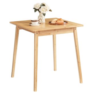 طاولة طعام هوبرو من الخيزران, طاولة طعام مربعة ل 2, 27.6" طاولة المطبخ لمساحة صغيرة, جدول الكتابة, سهل التجميع, لغرفة الطعام, غرفة الجلوس, مكتب, مطبخ, طبيعي