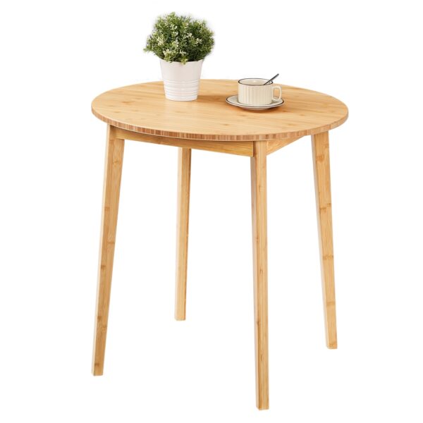 HOOBRO Bamboo Dining Table, Round Dining Table for 2, 27.5" Kitchen Table for Small Space, Writing Table, Easy to Assemble, for Dining Room, Living Room, Office, Kitchen, Apartment, Natural