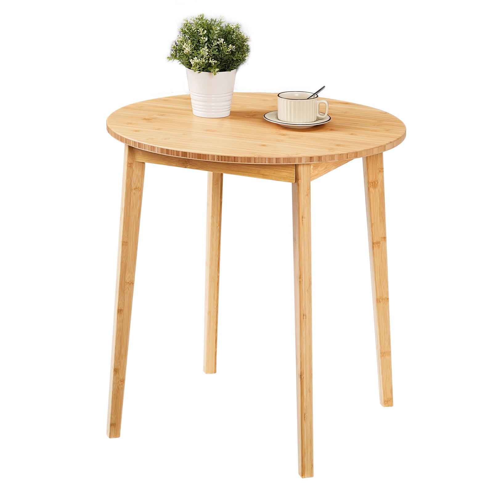 HOOBRO Bamboo Dining Table, Round Dining Table for 2, 27.5" Kitchen Table for Small Space, Writing Table, Easy to Assemble, for Dining Room, Living Room, Office, Kitchen, Apartment, Natural