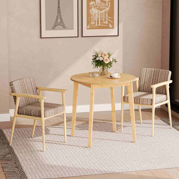 طاولة طعام مستديرة من الخيزران, 2-طاولة مطبخ مدمجة للشخص, 69.85سم طاولة متعددة الوظائف للمساحات الصغيرة, مناسبة لغرفة الطعام, غرفة الجلوس, مكتب, مطبخ, شقة, لمسة نهائية طبيعية