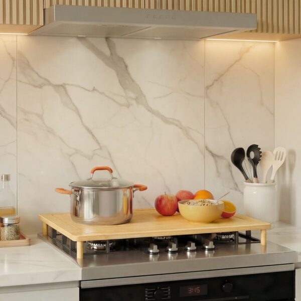 Bamboo Stove Top Cover, Noodle Board with Removable Adjustable Legs, Multi-Functional Stove Cover Board Compatible with Electric Stoves & Gas Burners, مادة الخيزران الطبيعية
