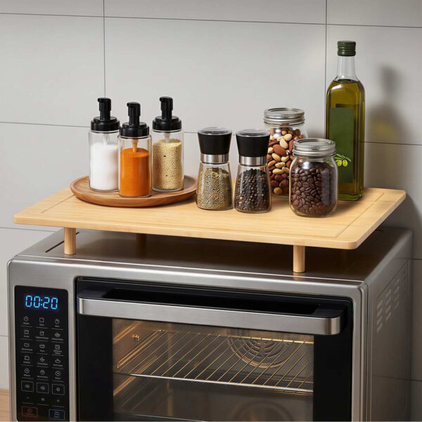 Bamboo Stove Top Cover, Noodle Board with Removable Adjustable Legs, Multi-Functional Stove Cover Board Compatible with Electric Stoves & Gas Burners, مادة الخيزران الطبيعية