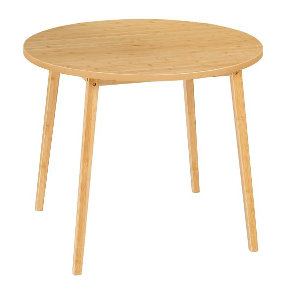 Natural Bamboo Round Dining Table, 35.4 Inch Small-Space Kitchen Table for 4 Persons, Space-Saving Dining Furniture, Easy-Assembly Design, Suitable for Dining Room, غرفة الجلوس, مكتب, مطبخ & شقة, Model YL91CZ01
