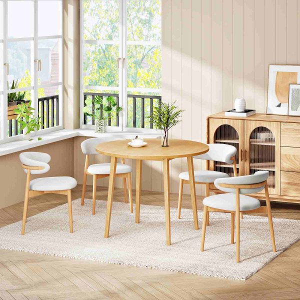 Natural Bamboo Round Dining Table, 35.4 Inch Small-Space Kitchen Table for 4 Persons, Space-Saving Dining Furniture, Easy-Assembly Design, Suitable for Dining Room, غرفة الجلوس, مكتب, مطبخ & شقة, Model YL91CZ01