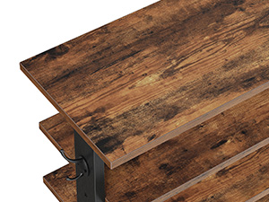 10-Tier Vertical Wooden Shoe Rack with Hooks, Rustic Brown 20-Pair Narrow Storage Tower, Space-Saving Organizer for Entryway, Living Room & Bedroom