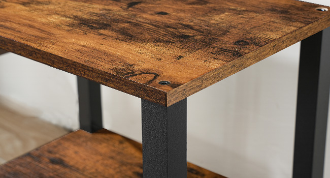 Industrial Rollable Printer Stand with Lockable Casters, 2-Tier Printer Trolley for Office Fax Machine, Castanho Escuro & Preto