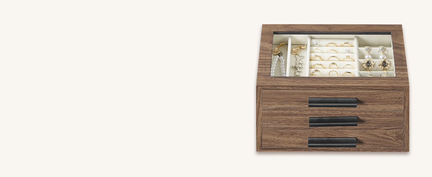 صندوق مجوهرات للنساء منظم مجوهرات كبير