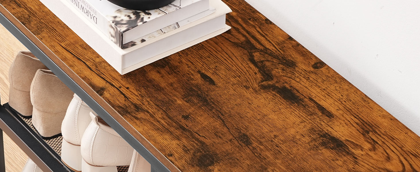 Hala strom s lavičkou, 31.5" Postar, 2 Zásuvky na textilie, Lavička u vchodu s věšákem, Kabát a stojan na boty pro vchod, 9 Háčky ve tvaru S, Rustikální hnědá a černá