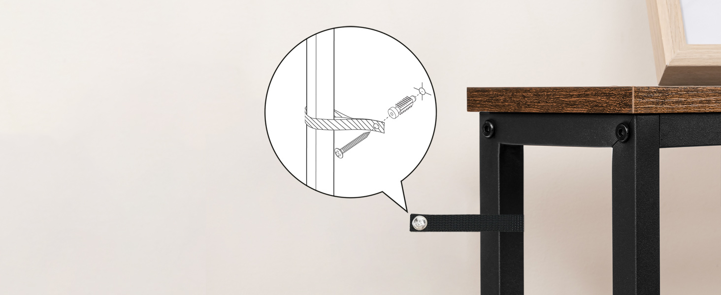 Úzky konzolový stolík s napájacími zásuvkami, 44.9-Palec pohovka, Štíhle za gaučovým stolom, Vchodová displejová polica, pre obývaciu izbu, Foyer, Predsieň, Rustikálna hnedá a čierna