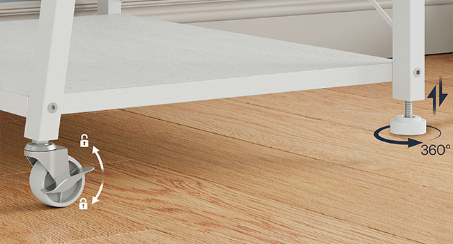 White Mobile TV Stand with Mount and Power Outlet, Compatible with Up to 55-Inch TVs, Corner Entertainment Center with 3-Tier Storage Shelves for Living Room and Bedroom