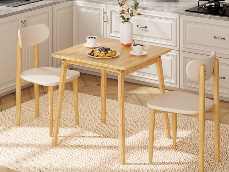 HOOBRO Bamboo Dining Table, Square Dining Table for 2, 27.6" Kitchen Table for Small Space, Writing Table, Easy to Assemble, for Dining Room, Living Room, Office, Kitchen, Natural