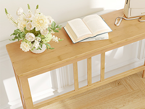 Smalle consoletafel, 39.4 Inch-instaptafel met X-vormige zijframes, Bamboe banktafel voor kleine ruimtes, Moderne halaccenttafel, Geschikt voor woonkamer en hal, Natuurlijke afwerking