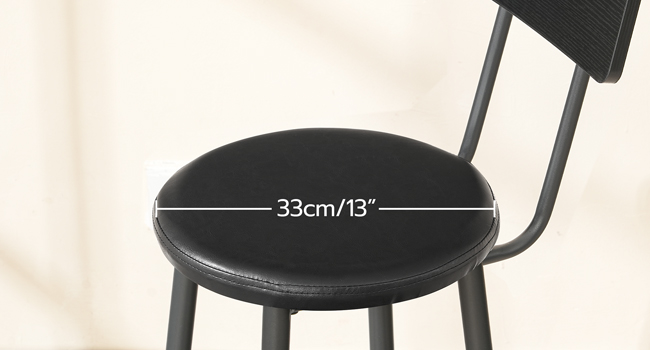 Set of 2 26-Inch Bar Stools, PU-Upholstered Counter Height Chairs with Backrest & Footrest, Industrial-Style Seating for Kitchen Island & Dining Room, Easy Assembly, Black Finish