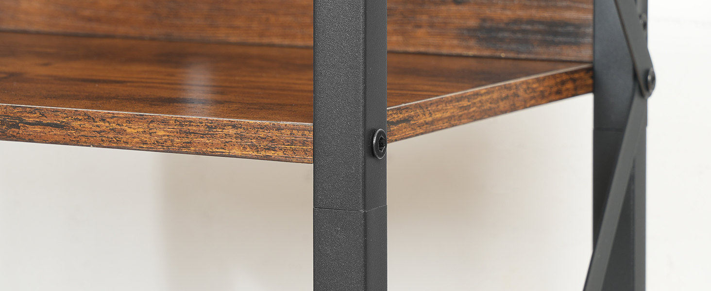 3-Tier Arched Industrial Bookshelf, Rustic Brown & Black Metal-Frame Display Rack & Storage Organizer, Suitable for Living Room, Office and Bedroom