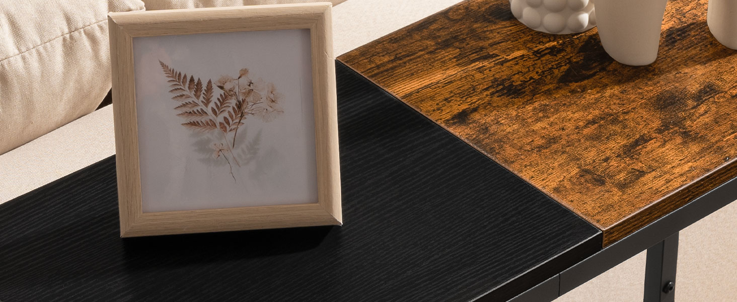 Úzky konzolový stolík s napájacími zásuvkami, 44.9-Palec pohovka, Štíhle za gaučovým stolom, Vchodová displejová polica, pre obývaciu izbu, Foyer, Predsieň, Rustikálna hnedá a čierna