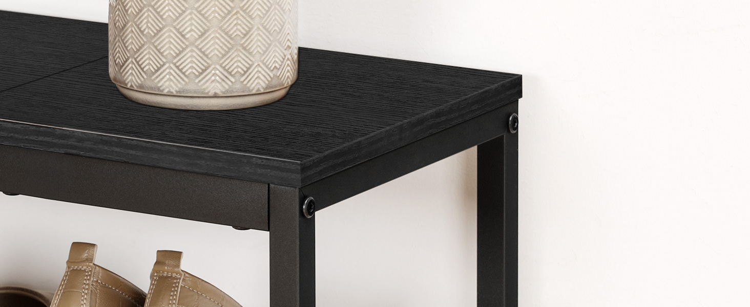 3-مقعد تخزين الأحذية الطبقة, منظم الأحذية الصناعية مع أرفف شبكية, 74.93سم مقعد الدخول, تجميع سهل, أسود, للدخول, غرفة الجلوس, المدخل