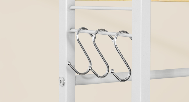 3-رف توابل من الطبقة مع 3 السنانير وحامل السكاكين, منظم المطبخ كونترتوب, تخزين متعدد الوظائف للتوابل, أواني, مناسبة للمطبخ, غرفة العشاء, حمام, خشب & أبيض