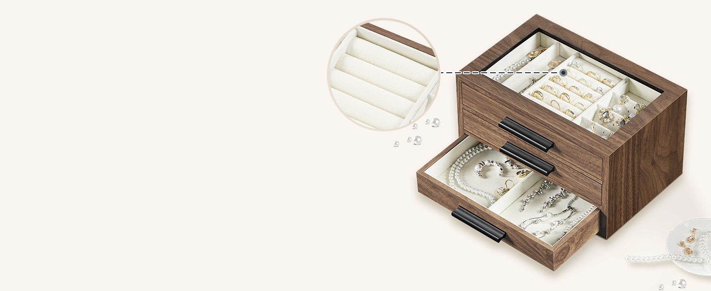 صندوق مجوهرات للنساء منظم مجوهرات كبير