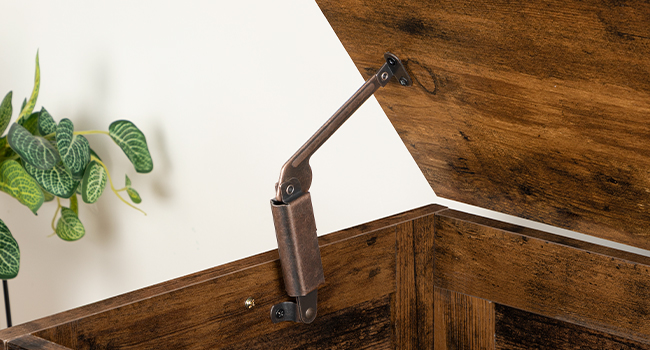 HOOBRO Storage Bench, 43.3” Retro Wooden Storage Chest with U-Shaped Cut-Out Pull, Safety Hinge, Supports 220 lb and Easy Assembly for Toy Box Organizer (Rustic Brown)