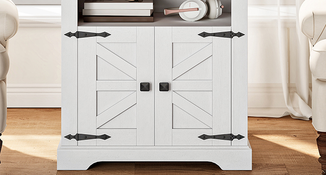 طاولة نهاية المزرعة البيضاء مع محطة الشحن, 24" غرفة معيشة طاولات نهاية كبيرة, طاولة جانبية أريكة مع باب الحظيرة, طاولة سرير من ناشئة مربع خشبية, فليب توب, الأبيض والجوز