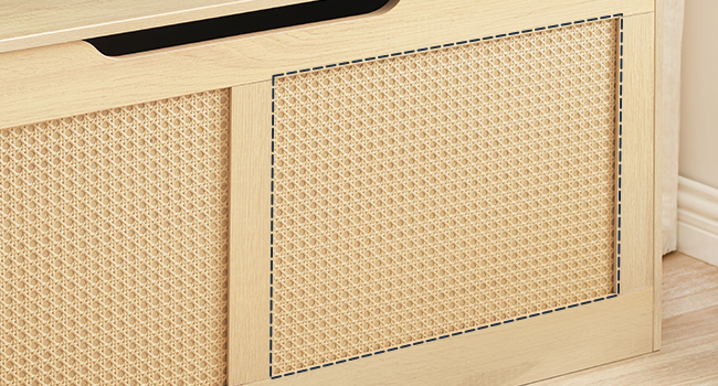 Banc de rangement HOOBRO, 43.3" Toy Box, Coffre de rangement en rotin, Supports de banc d