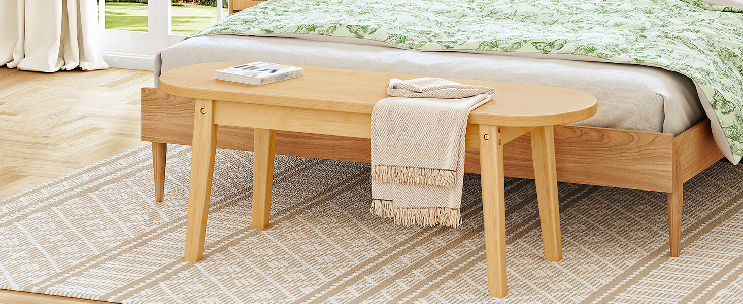 1M Bamboo Dining Bench, Natural Wood Kitchen Bench, Sturdy Wooden Entryway Bench, Suitable for Living Room, Hallway, Bedroom & Bathroom