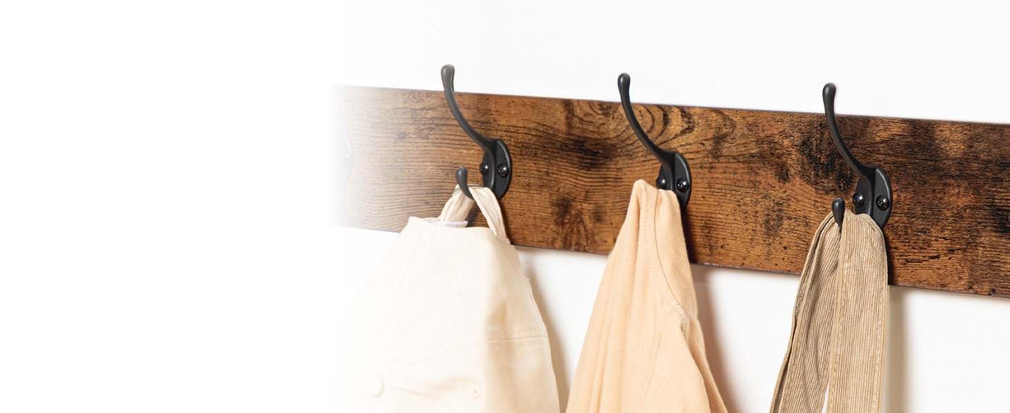 Industrieller Garderobenständer für den Eingangsbereich & Schuhbank-Set, Rustikale braune 2-reihige Garderobenhaken für den Flur, Multifunktionaler Schlammraum-Organizer für Mäntel, Hüte, Taschen und Schuhe
