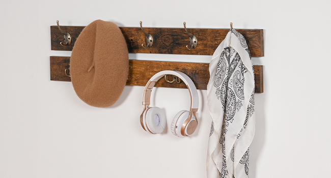 Wardrobe Shoe Rack Combination Set, 9-Compartment Shoe Bench with Padded Seat, Wall-Mounted Coat Rack with 9 Hooks, Multifunctional Shoe Cabinet for Hallway, Entrance and Bedroom, Vintage Brown