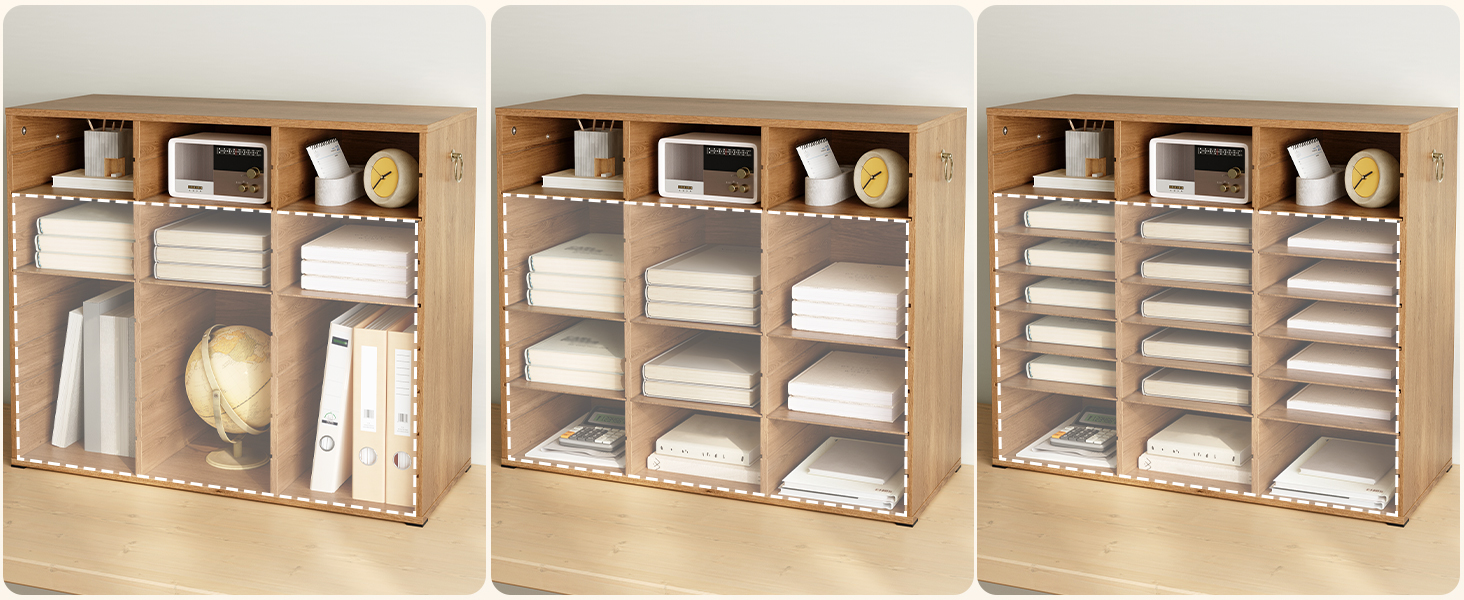 Walnut 27-Compartment Wooden Literature Organizer, Stolní třídička pošty s nastavitelnými policemi, Vhodné do domácnosti, Kancelář, School and Classroom Student Mailbox