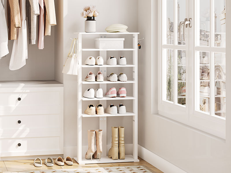 8 layer white shoe rack narrow shoe rack 50cm shoe cabinet with 2 hooks storage racks space saving entrance living room white