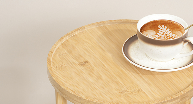 HOOBRO Small Round Side Table with Charging Station, 3-Tier Round Bamboo End Table, Compact Sofa Bedside Table for Small Space, Easy Assembly, for Living Room, Bedroom, Apartment, Natural