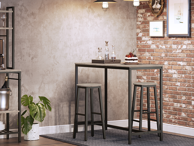 Joukko 2 Vastakorkeuspalkin jakkarat, Industrial Grey & Black Kitchen Bar Chairs with Footrests, Sopii ruokasaliin, Kitchen and Bar