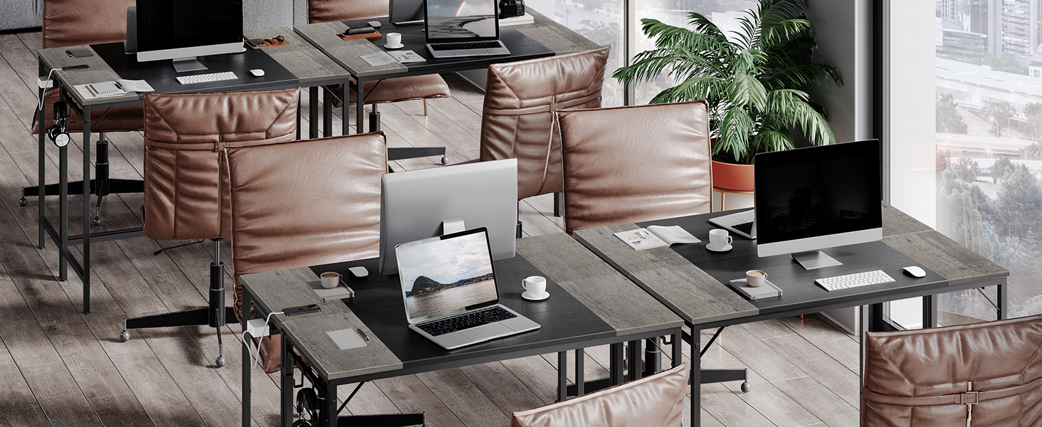 Стол для домашнего офиса с розеткой, Современный письменный стол с 3 Крючки для кабинета