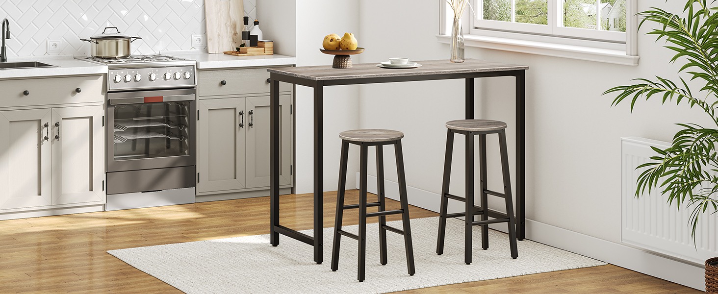 Joukko 2 Vastakorkeuspalkin jakkarat, Industrial Grey & Black Kitchen Bar Chairs with Footrests, Sopii ruokasaliin, Kitchen and Bar