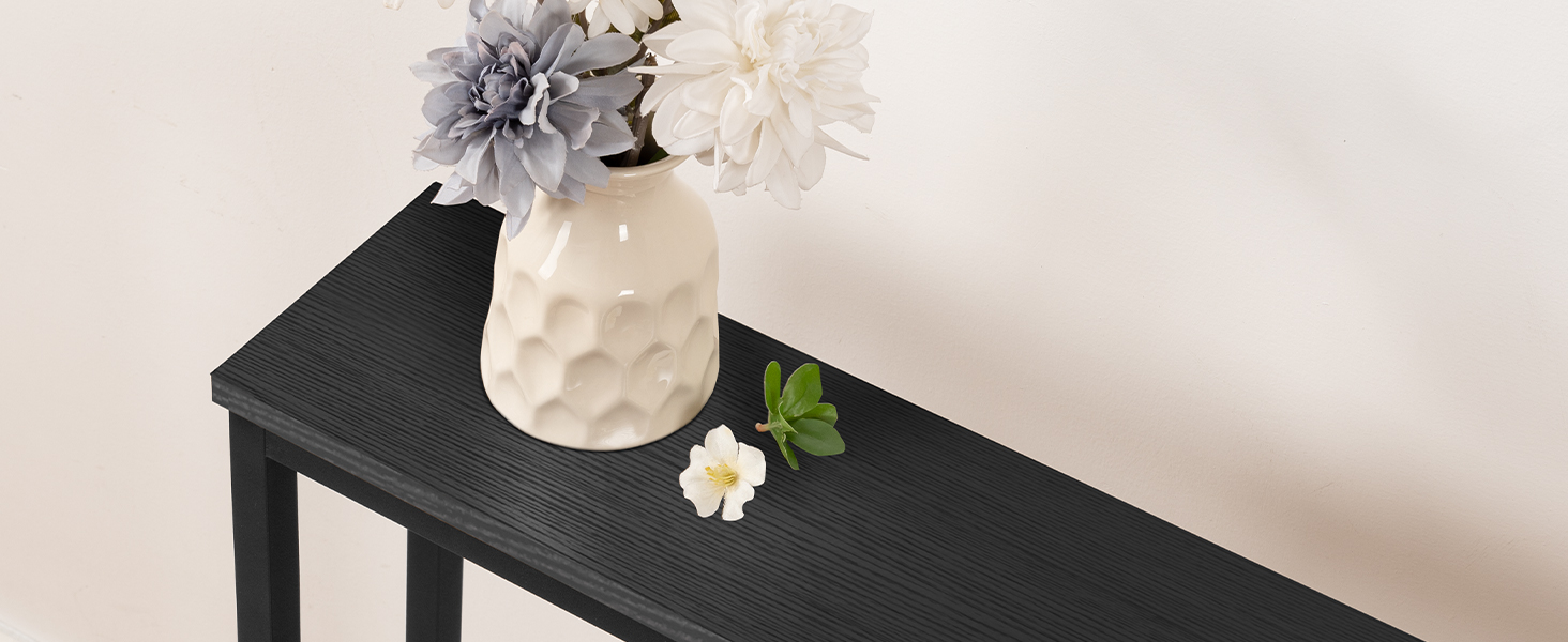 5.9-Inch Narrow Console Table with Integrated Charging Station, 63-Inch Slim Sofa Table Equipped with Power Outlets & USB Ports, Multi-Functional Entryway Table for Residential & Commercial Spaces, Black Finish