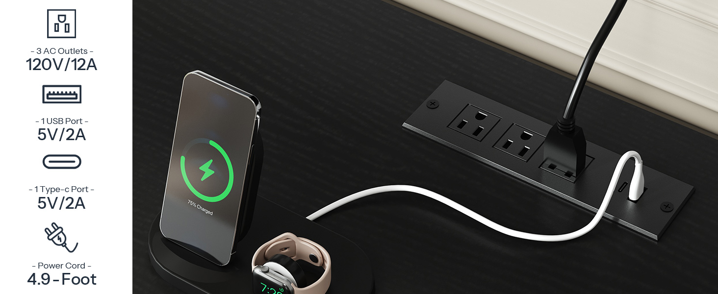 Krbový TV stojan HOOBRO s LED světly, Elektrický TV stolek s krbem s nabíjecí stanicí, Zábavní centrum s krbem, Media TV konzole, pro televizory až 65 Palec, Černý